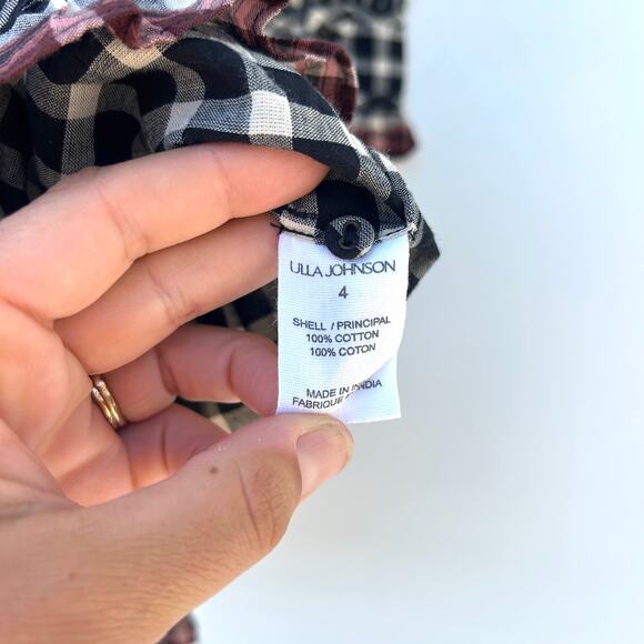 Ulla Johnson Elm Dress Checkered Plaid High Neck Twee 4 Mini Eclipse Long Sleeve - Picture 13 of 13